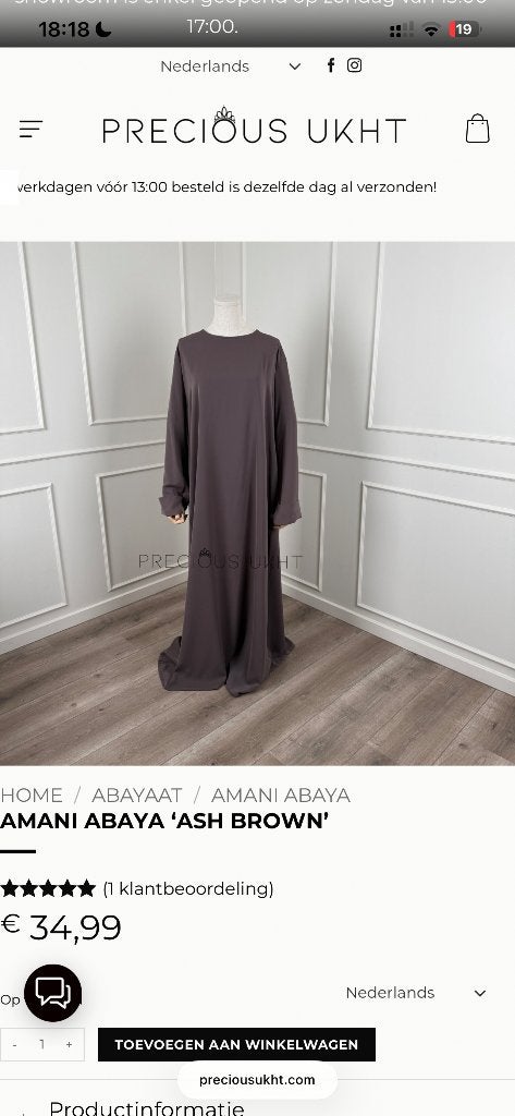Le précieux ukht d'Abaya, brun cendré, prune. Pistache, Vêtements | Femmes, Precious Ukht, Enlèvement ou Envoi, Brun, Sous le genou