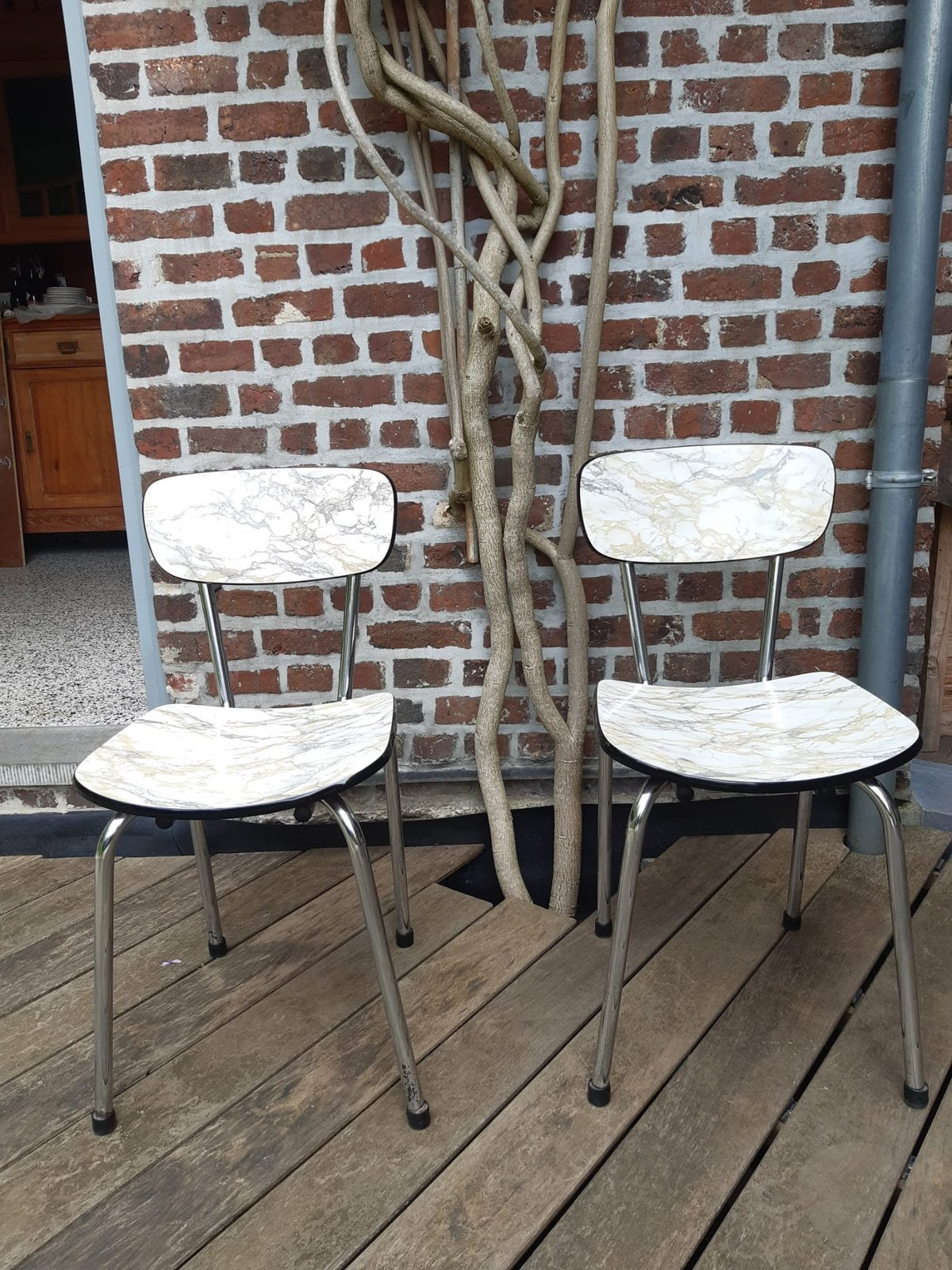 Chaises vintage en Formica aspect marbre, Maison & Meubles, Autres couleurs, Deux, Enlèvement, Utilisé