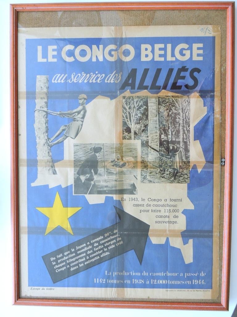 1945-1950 CONGO BELGE ancienne Affiche, Antiquités & Art, Curiosités & Brocante, Enlèvement ou Envoi