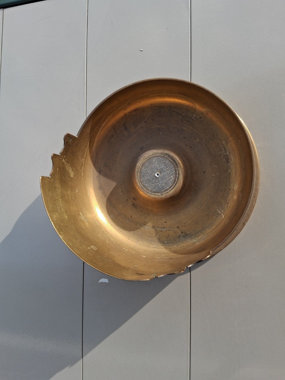 Trench Art asbak / loopgravenkunst huls WO1 (1915) - 4.5 inc, Verzamelen, Ophalen, Landmacht, Kunstobject