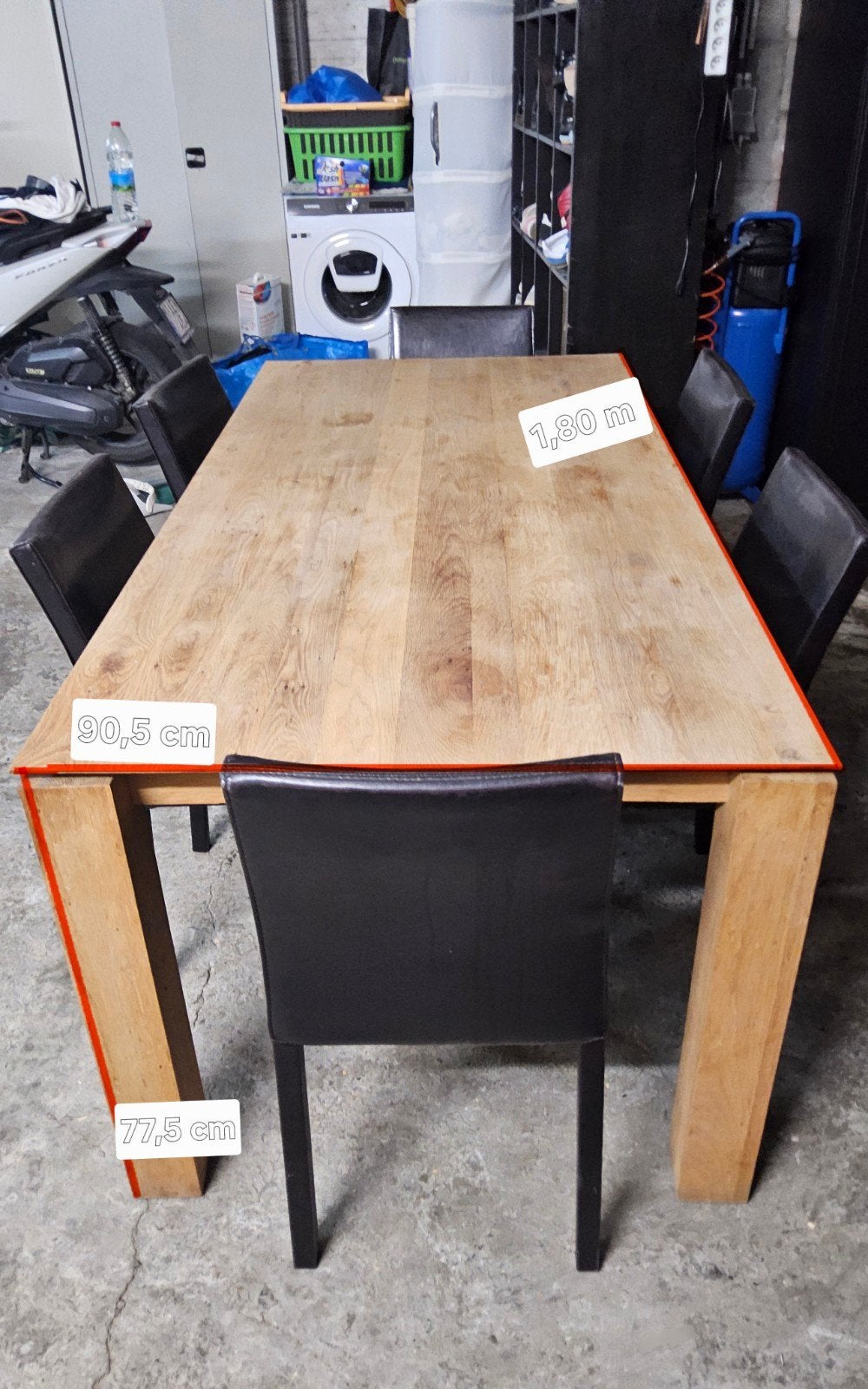 Table en bois avec ses 6 chaises noire cuir., Maison & Meubles, Tables | Tables à manger, Enlèvement