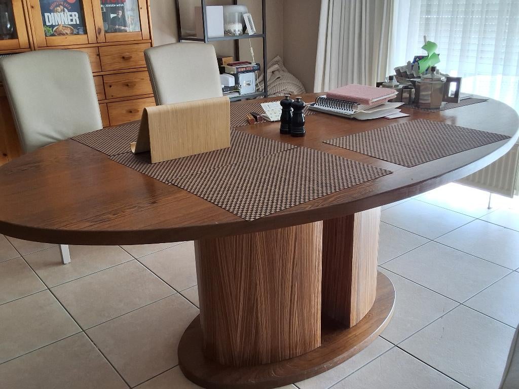 Grote eettafel in wenge en zebrano hout, Huis en Inrichting, Tafels | Eettafels, Ophalen, Gebruikt, 100 tot 150 cm, Vijf personen of meer