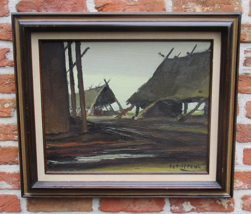 Piet Lippens ( 1890 - 1981 ) Oude barakken, Paneel, Realistisch, Ophalen of Verzenden, Olieverf