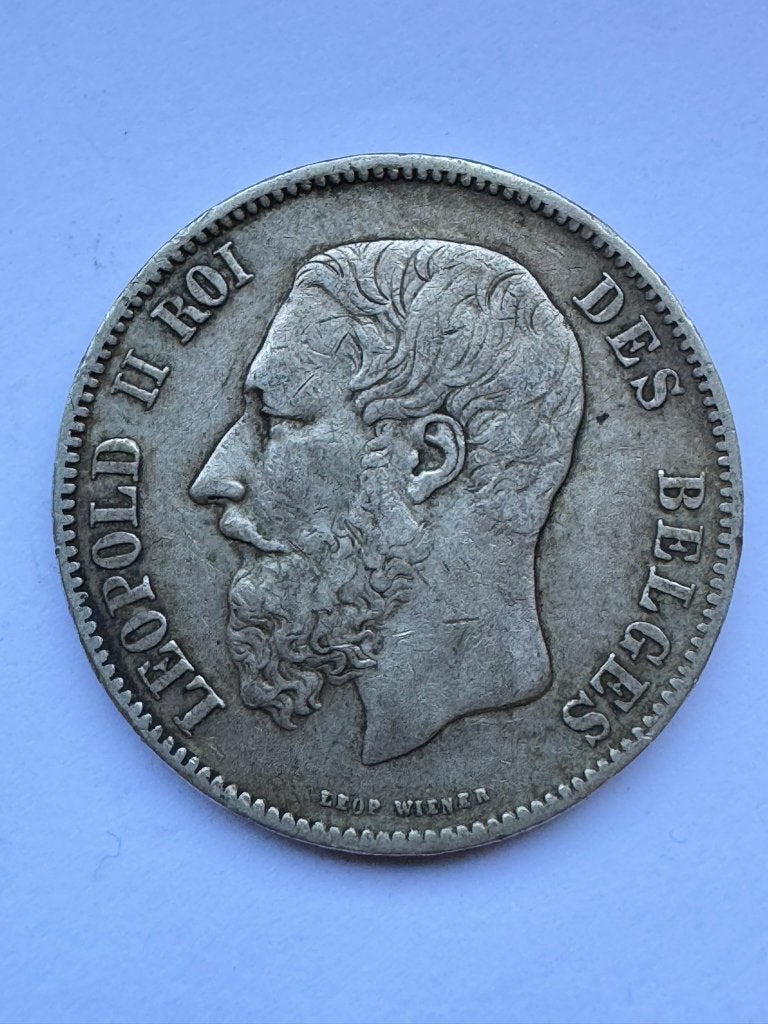 Belgique - 5 francs 1870 (Léopold II, argent), Timbres & Monnaies, Enlèvement ou Envoi, Monnaie en vrac, Argent, Argent