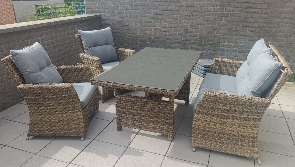 Ensemble de jardin canapé 2 places en osier, 2 chaises+table, Osier, Salons de jardin, Chaise, Utilisé