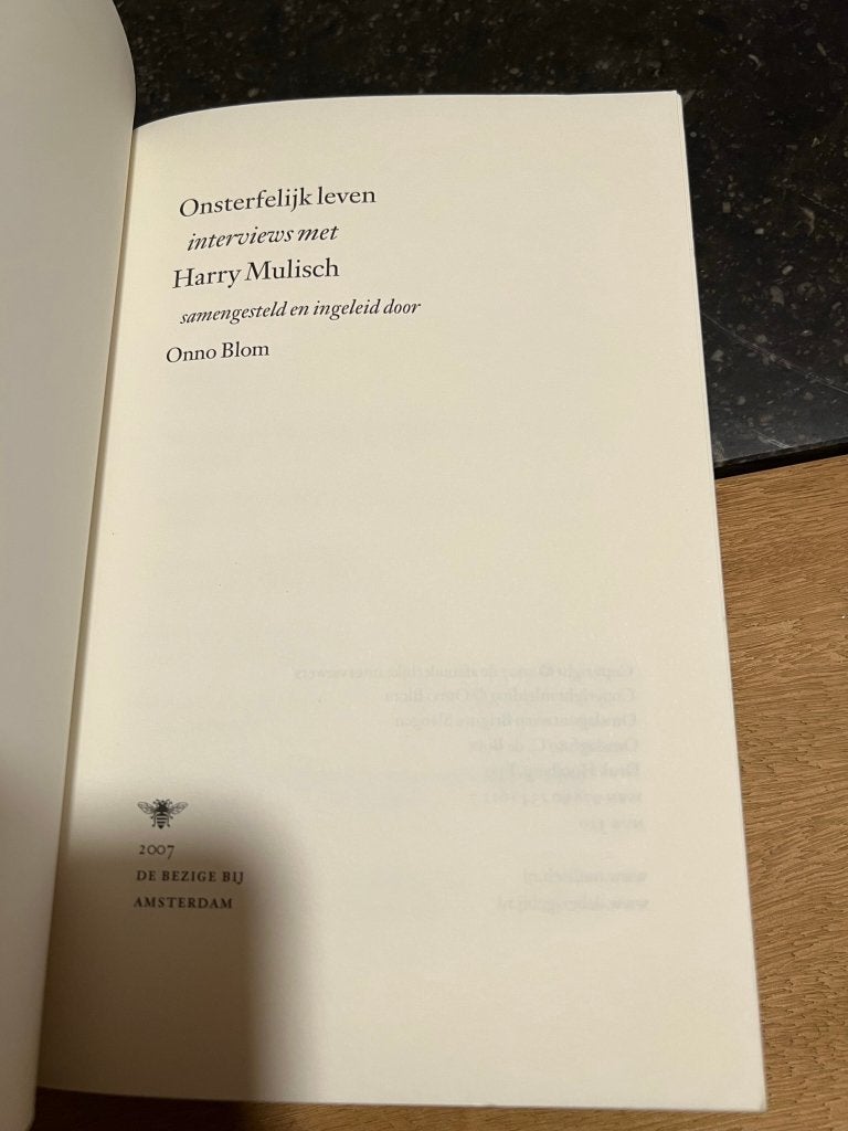 Onsterfelijk leven, interviews met Harry Mulisch, Boeken, Ophalen of Verzenden, Zo goed als nieuw, Onno Blom, Eén auteur