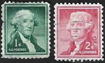 2 Postzegels USA 1954 Liberty, Timbres & Monnaies, Enlèvement ou Envoi, Affranchi, Amérique du Nord