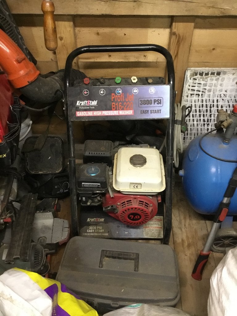 Hoge drukreiniger, Tuin en Terras, Hogedrukreinigers, Ophalen, Benzine, Gebruikt, Met regelbare waterdruk