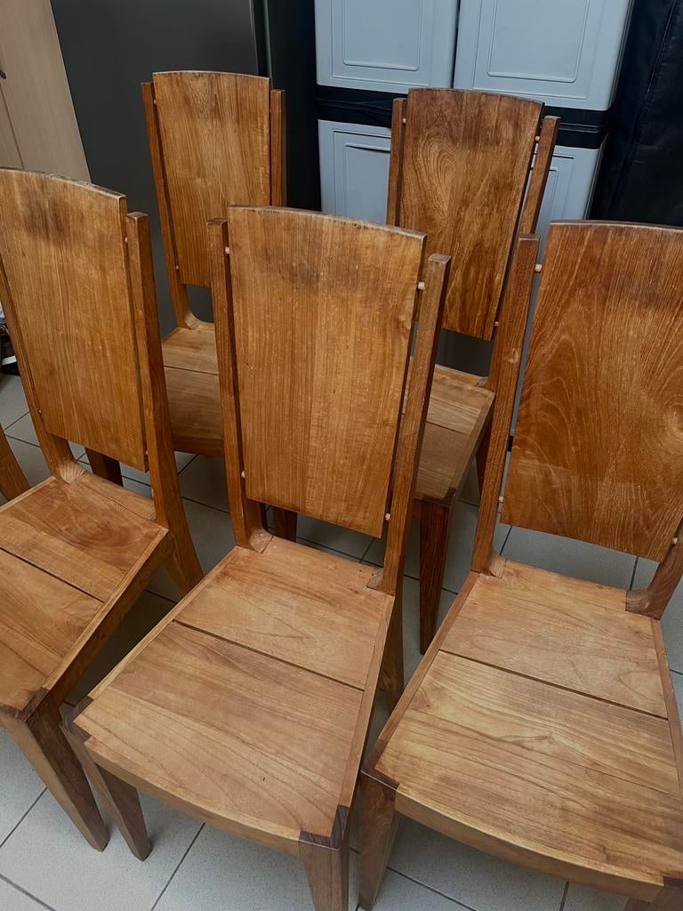 6 teak stoelen, Ophalen, Gebruikt