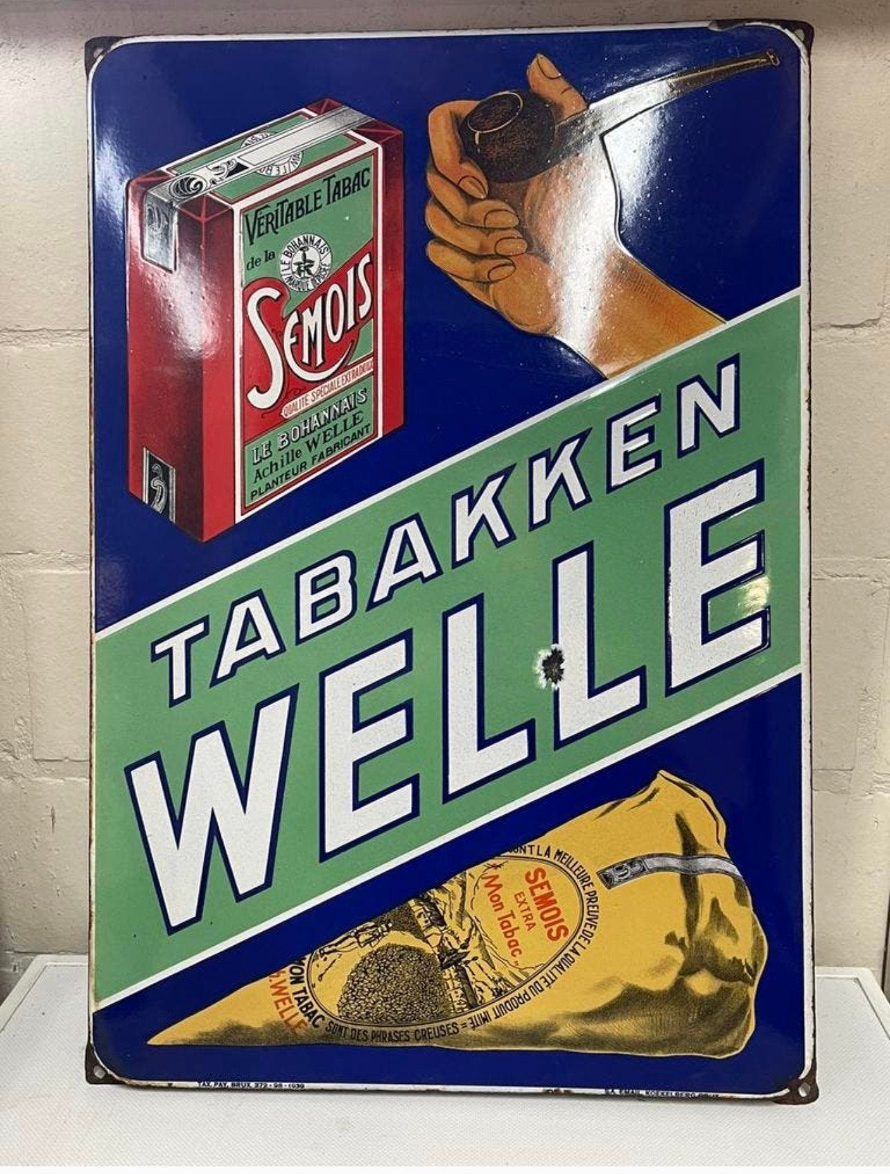 Tabakken welle 1939 emaille bord, Enlèvement ou Envoi, Comme neuf