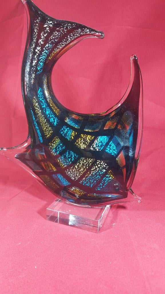 Exclusieve glazen maanvis sculptuur Murano (stijl) 27 cm, Antiek en Kunst, Antiek | Glaswerk en Kristal, Ophalen of Verzenden