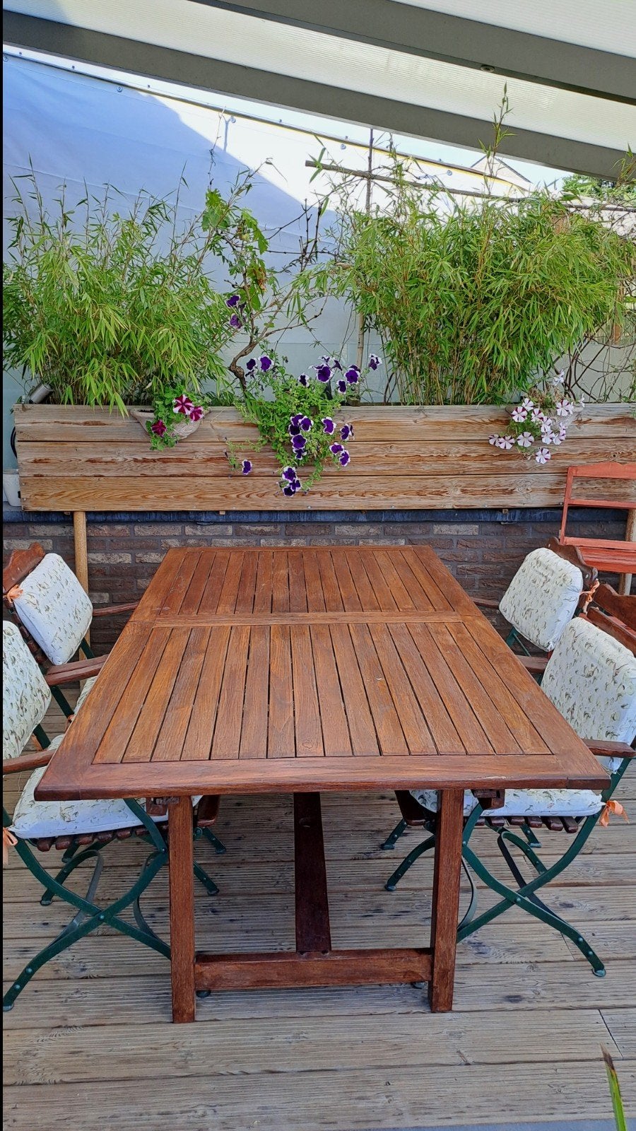Table de jardin/salle à manger coulissante en teck., Jardin & Terrasse, Enlèvement, Table à dinner