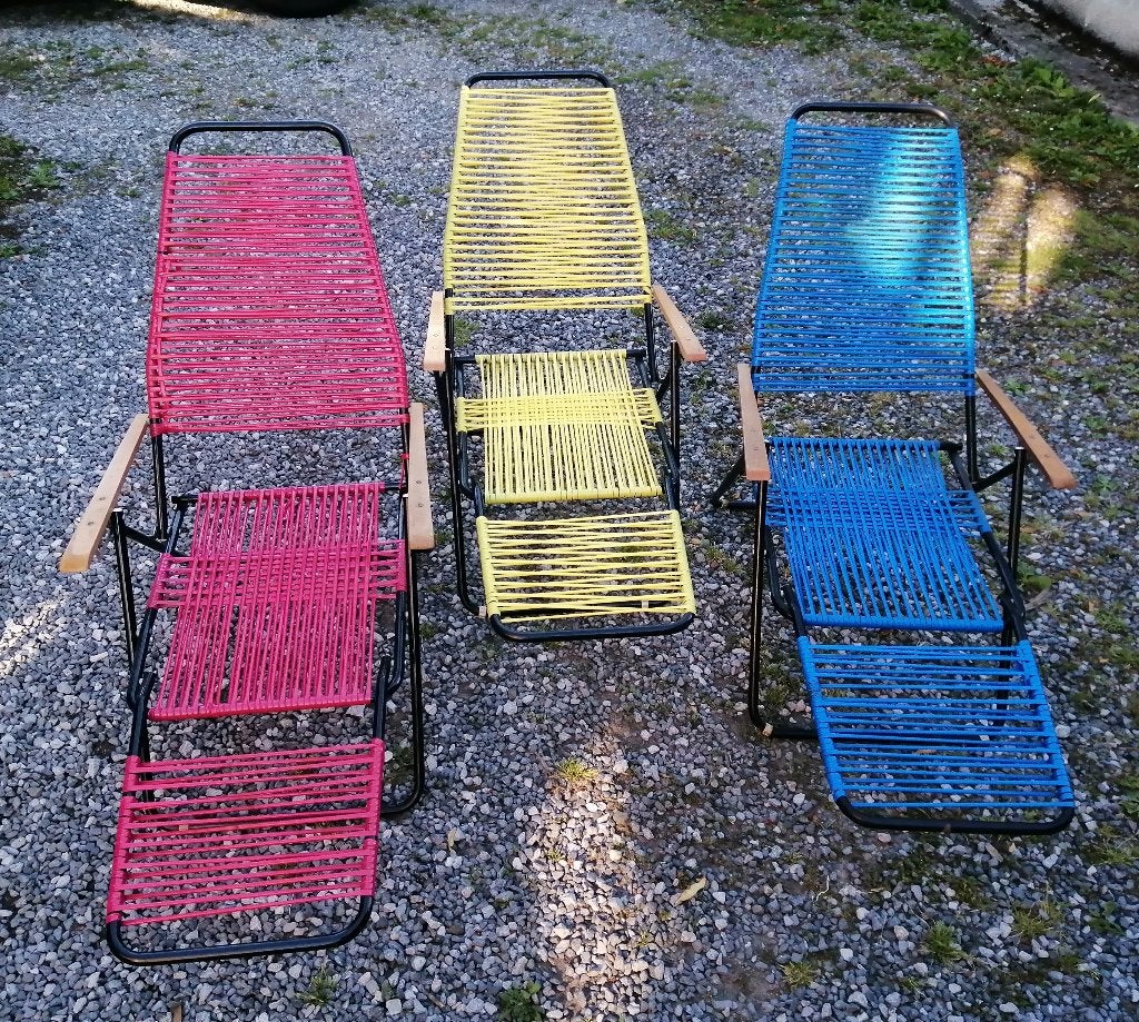 Chaise longue scoubidou, Jardin & Terrasse, Chaises longues, Enlèvement, Utilisé, Plastique, Réglable