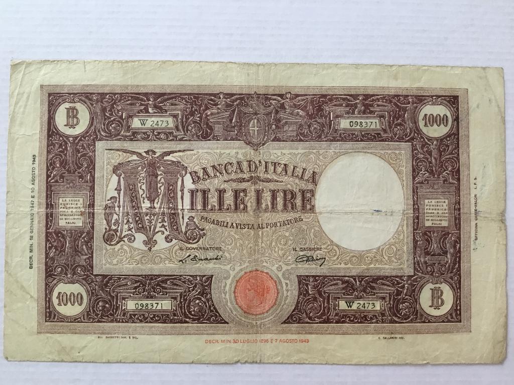 bankbiljet 1000 lire, Ophalen of Verzenden, Italië