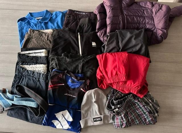 pakket 17 stuks heren kleding, Vêtements | Hommes, Packs de vêtements pour hommes, Porté, Taille 48/50 (M), Enlèvement ou Envoi