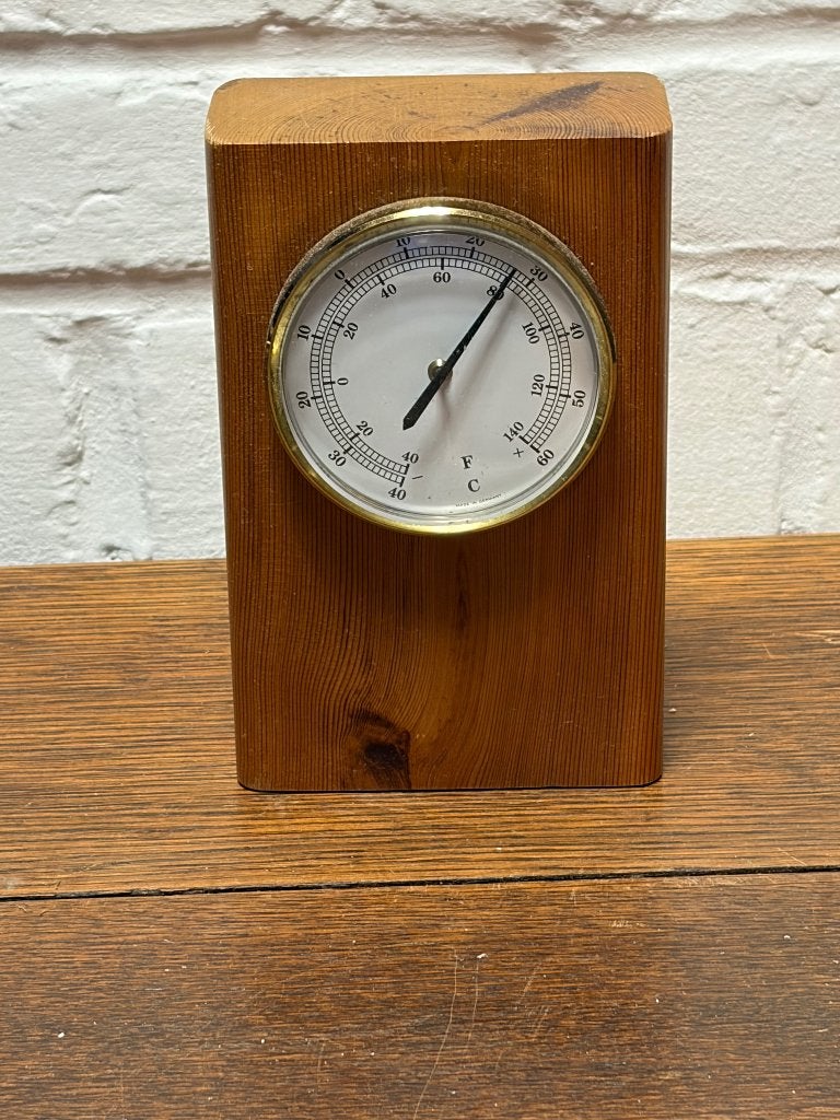 Vintage Houten Tafelthermometer, Gebruikt, Gebruiksvoorwerp, Weet ik niet, Ophalen of Verzenden