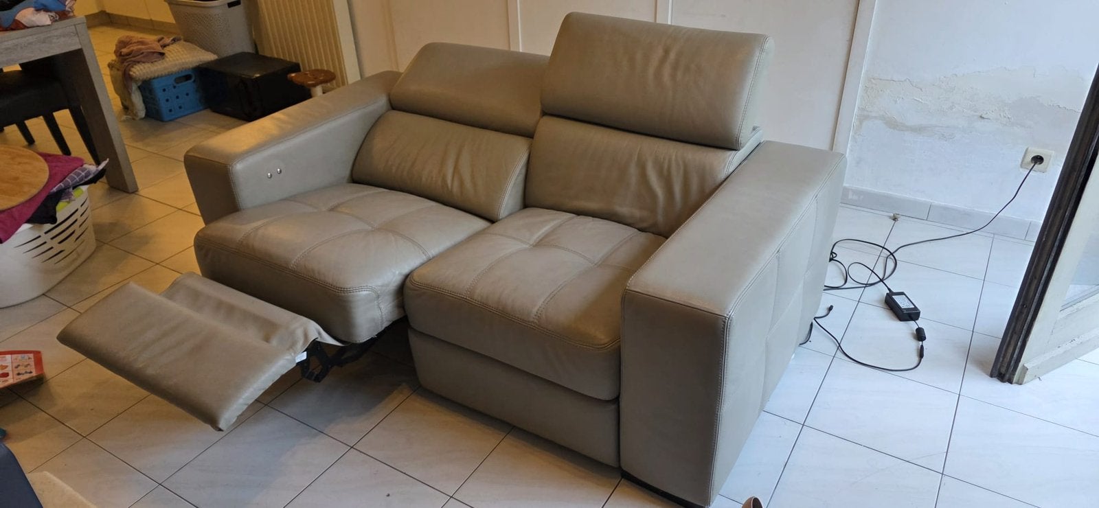 2-zit met 2 relaxen in leder, Enlèvement, Comme neuf, Cuir