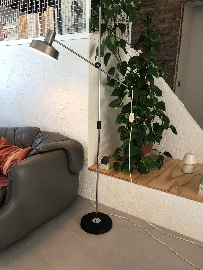Vintage midcentury hengellamp vloerlamp Anvia JJM, Huis en Inrichting, Lampen | Vloerlampen, Ophalen, Gebruikt, Metaal