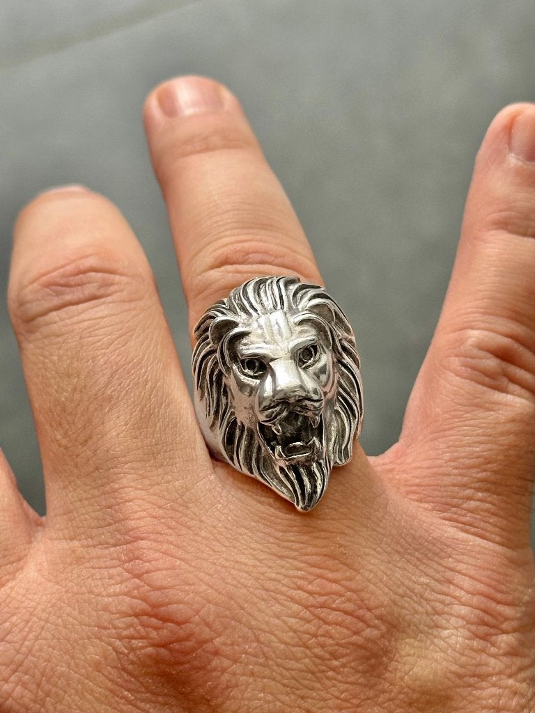 Bague LION argent massif 925 poinçonnée, Bijoux, Sacs & Beauté, Bagues, Femme ou Homme, Comme neuf, Enlèvement, Argent