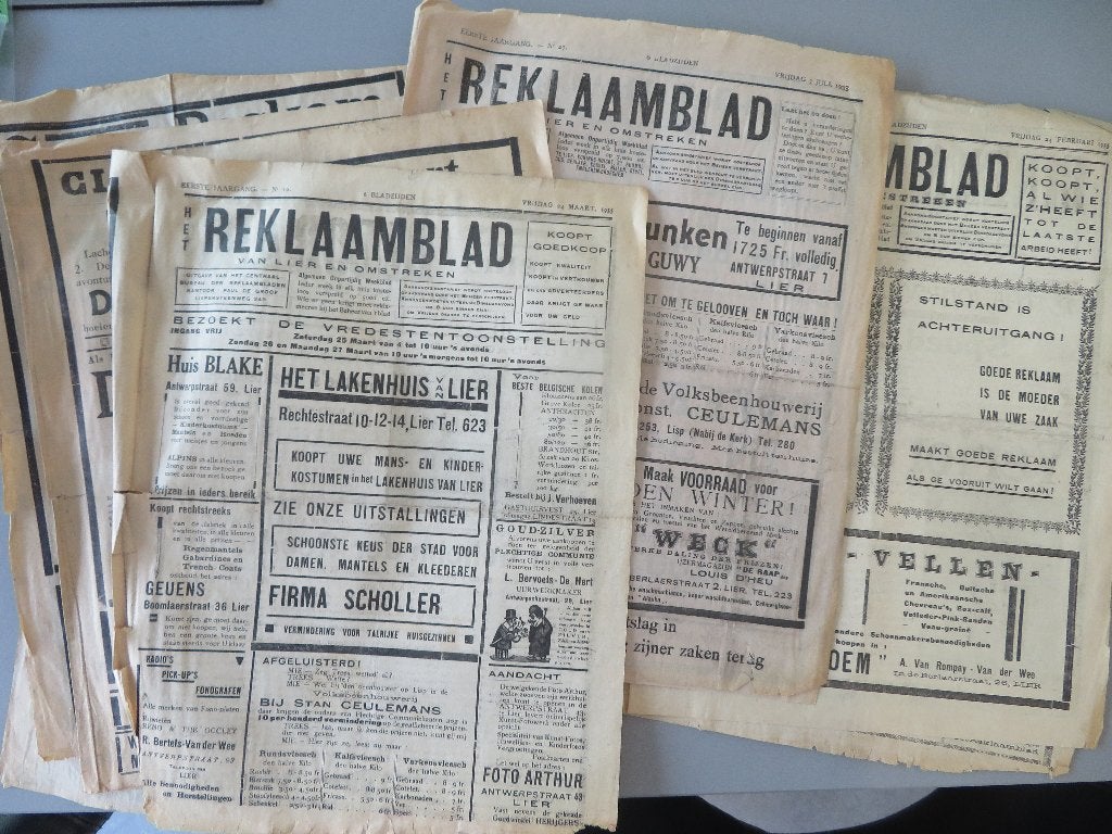 lotje Reklaamblad van de stad Lier en omstreken 1933, Ophalen of Verzenden, 20e eeuw of later, Zo goed als nieuw