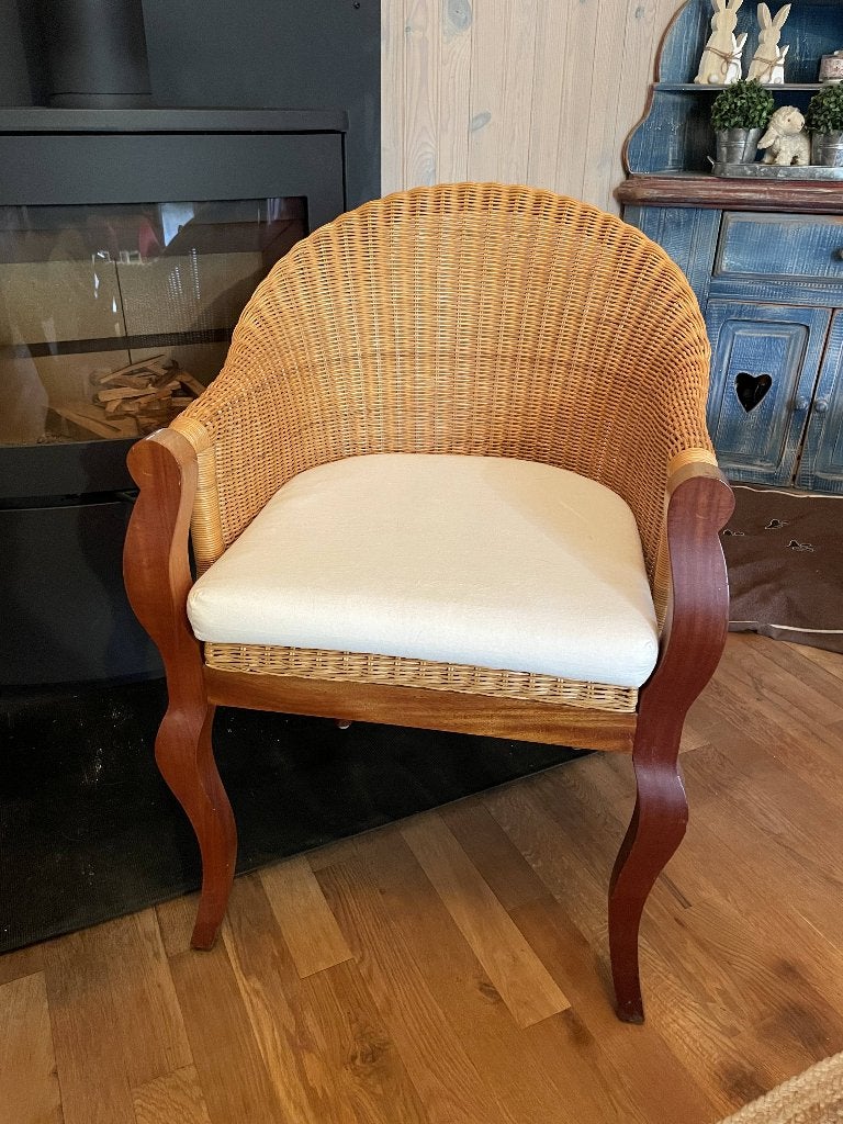 Fauteuil bois et rotin, Maison & Meubles, Moins de 75 cm, Comme neuf, Enlèvement, 50 à 75 cm