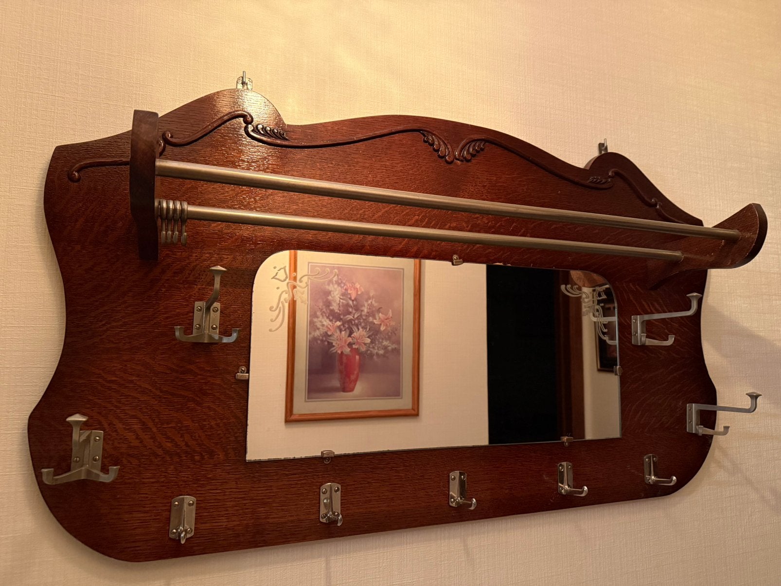 Magnifique porte-manteau mural vintage des années 1950, Antiquités & Art, Enlèvement