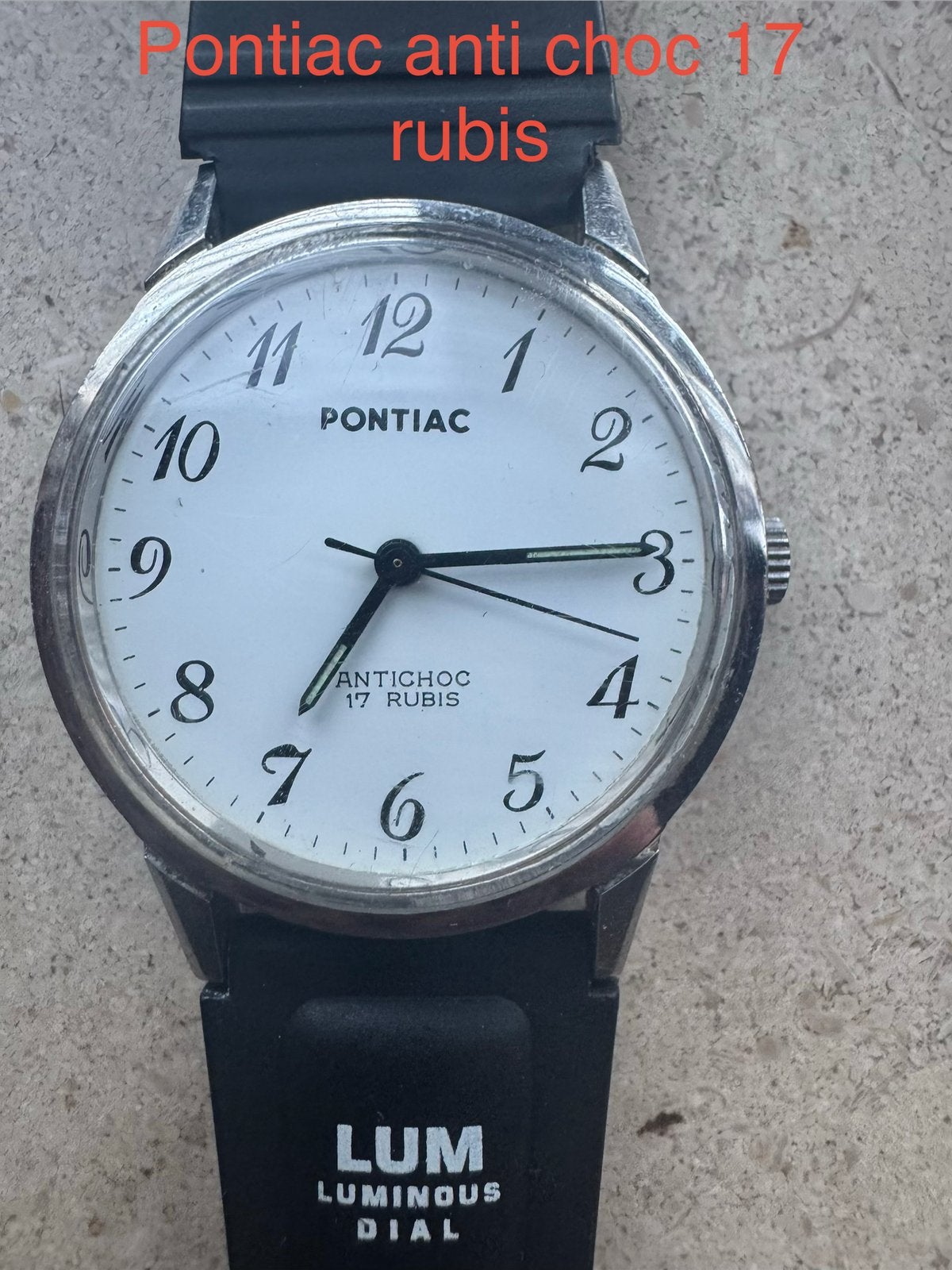 Pontiac horloge antichoc 17 jewels, Montre-bracelet, Autres marques, Enlèvement ou Envoi, Synthétique