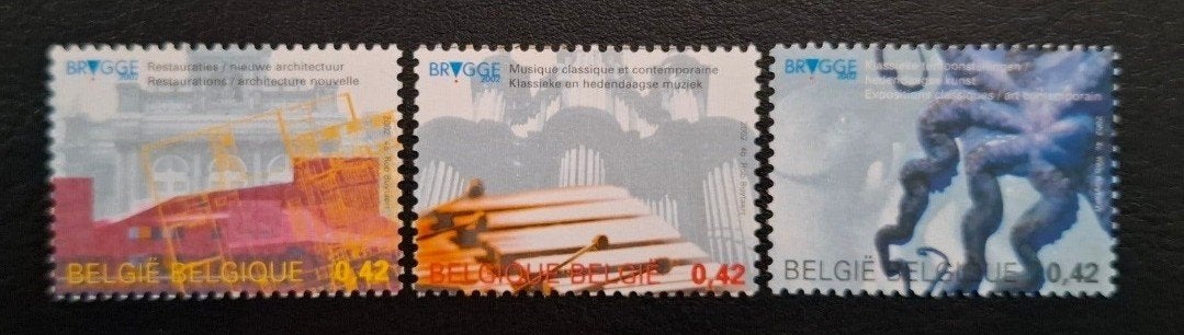 België: OBP 3058/60 ** Brugge 2002., Postzegels en Munten, Europa, Frankeerzegel, Ophalen of Verzenden, Zonder stempel