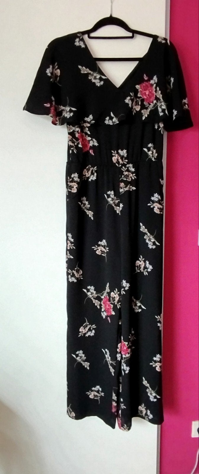 zwart gebloemde jumpsuit L&L, Ophalen, Maat 38/40 (M), Zwart