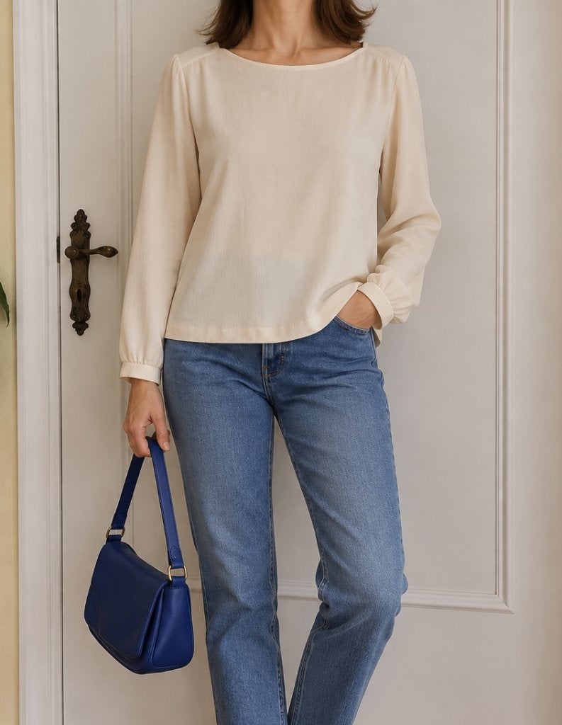 Steps — élégante blouse crème — taille M, Taille 38/40 (M), Enlèvement ou Envoi, Beige, Comme neuf