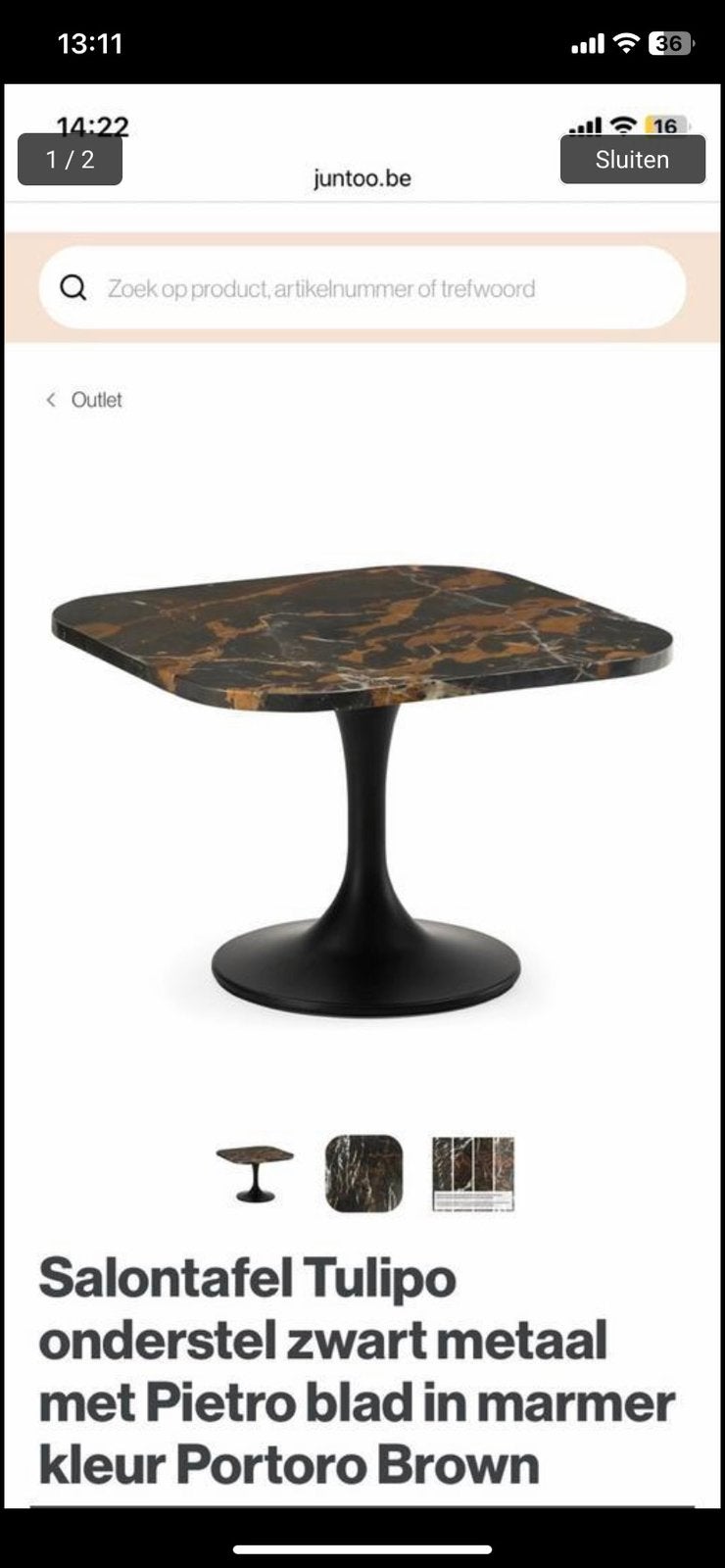 Bijzettafel van juntoo echte marmer, Maison & Meubles, Tables | Tables d'appoint, Neuf, Enlèvement