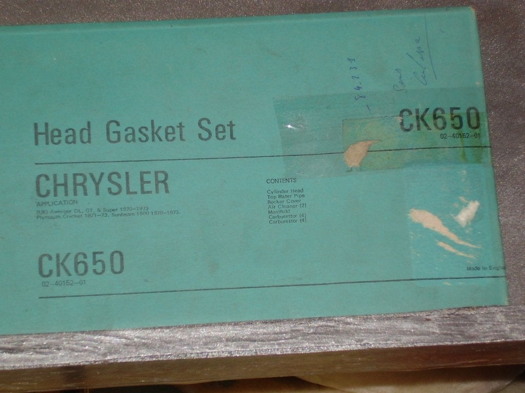 Pochette de joints de rodage pour PLYMOUTH CRICKET 1971/73, Ophalen of Verzenden, Nieuw, Oldtimer onderdelen