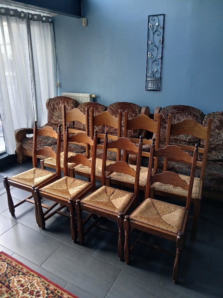 Je vends 8 chaises. region bruxell urgent, Vintage, Enlèvement, Utilisé, Bois
