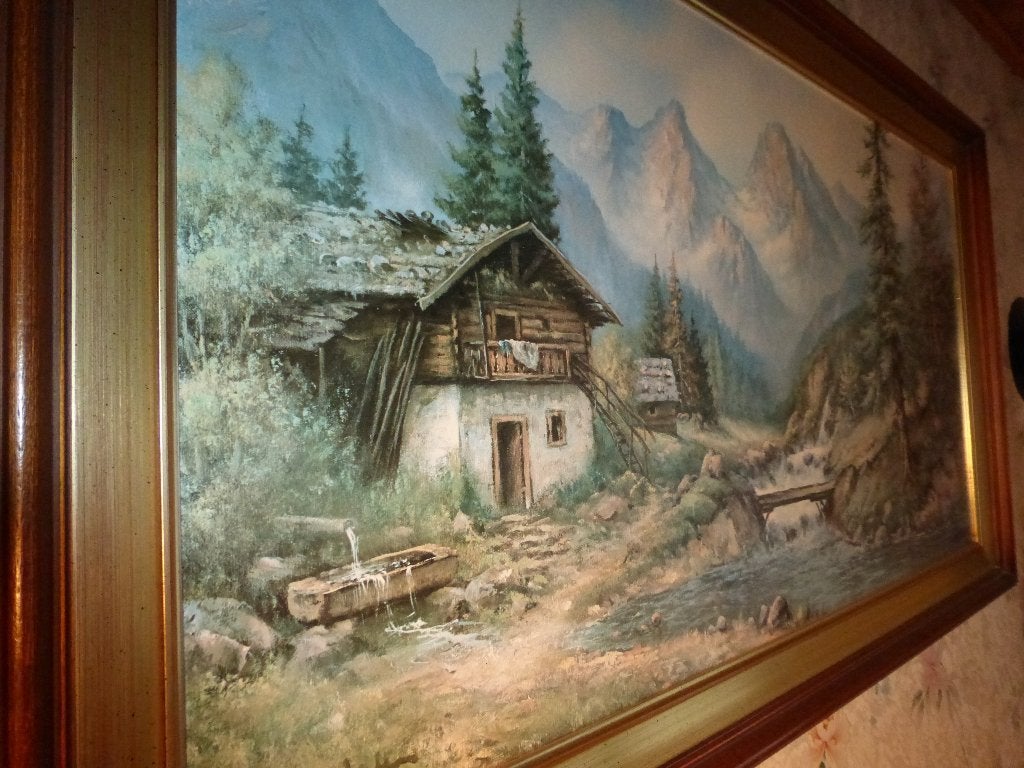 TABLEAU, décor chalet de montagne, 66 cm, Enlèvement, Bois, 116 cm