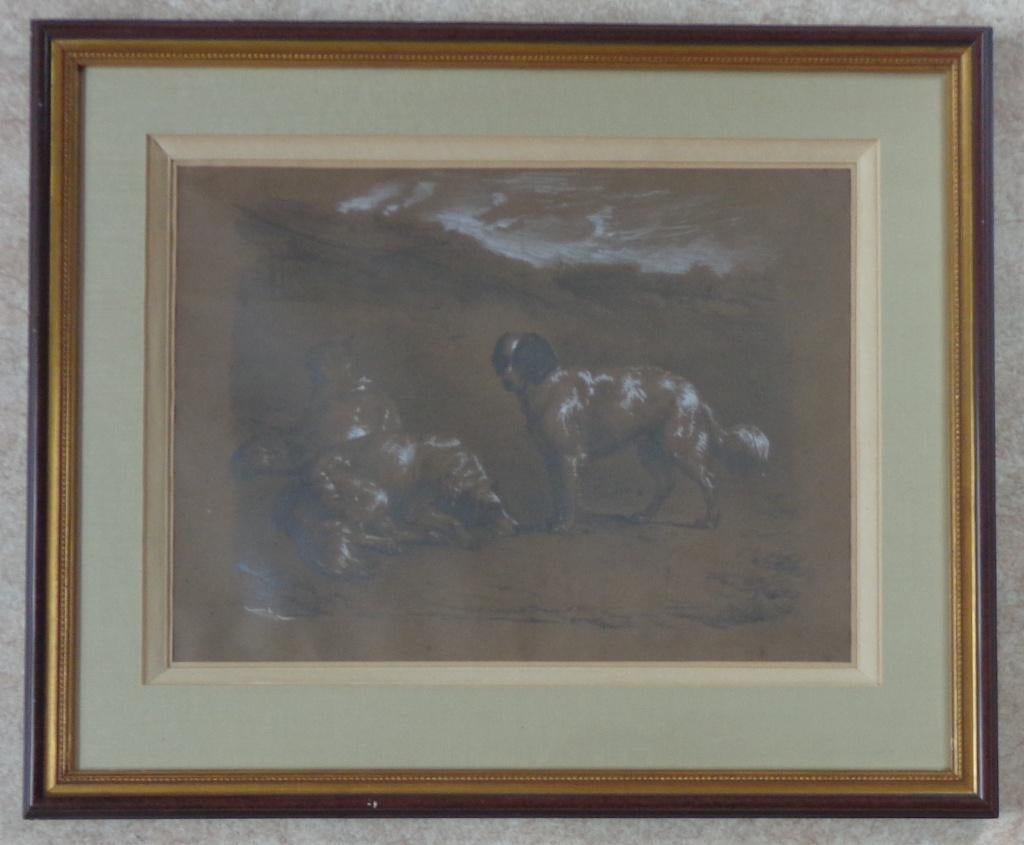 CH. CROONENBERGH / HONDEN / ORIGINEEL WERK / 51x61cm / KADER, Enlèvement ou Envoi, Signé, Papier