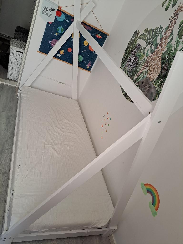 Lit junior - Tipi avec sommier et matelas 90x200, Maison & Meubles, 90 cm, Enlèvement ou Envoi, 200 cm, Modern