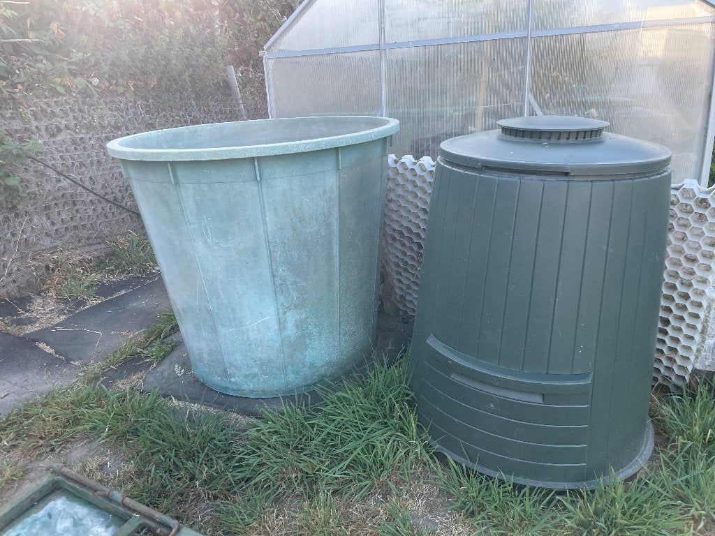 Grote bloembak en compostvat, Tuin en Terras, Ophalen, Kunststof, Gebruikt, Rond