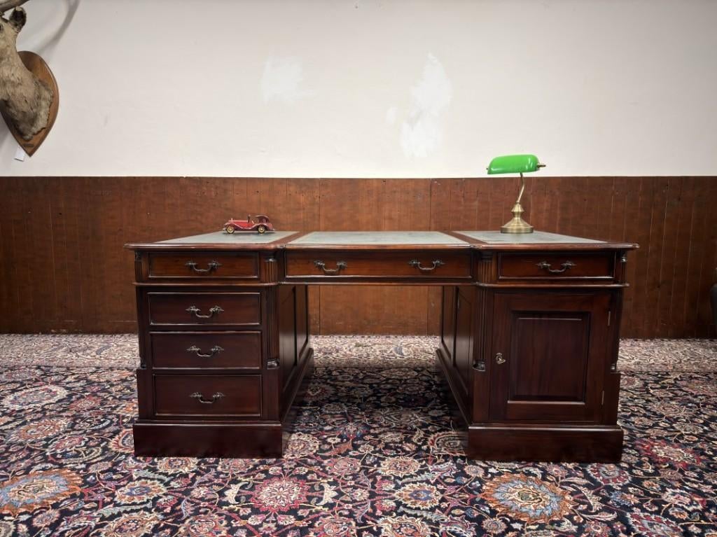 Klassiek Engels Chesterfield Bureau Partnerdesk, Ophalen