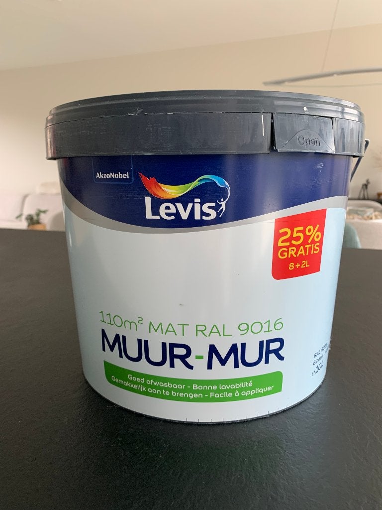 verf, levis, Doe-het-zelf en Bouw, Ophalen, 5 tot 10 liter, Wit, Nieuw