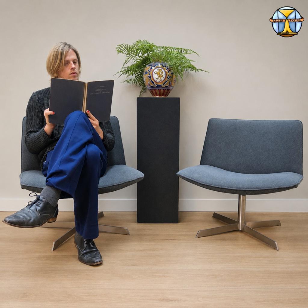 Set 2x Arper Catifa 80 lounge stoelen grijze stof / chrome, Enlèvement ou Envoi
