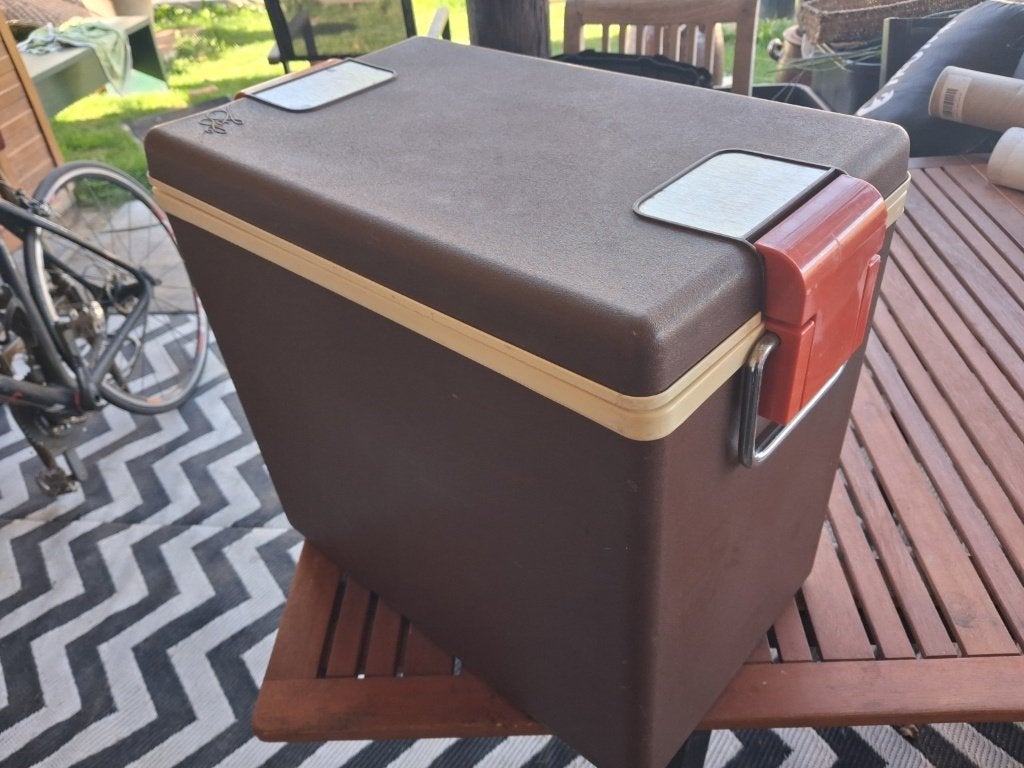 Vintage Gio'Style frigobox 60s70s bruin/oranje retro koelbox, Verzamelen, Ophalen