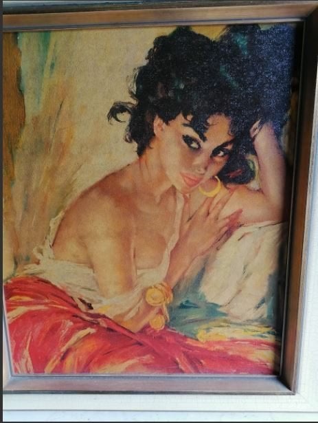 vintage kunstdruk Zigeunerin Charles Roka 60er, Collections, Rétro, Maison et Meubles, Enlèvement