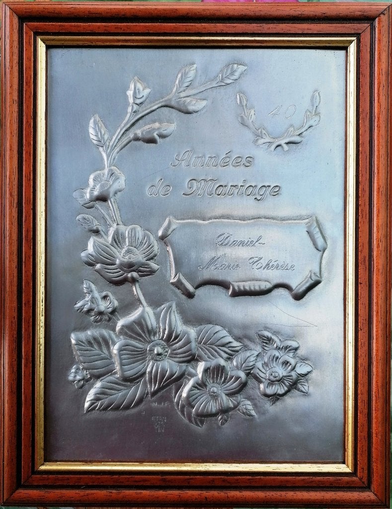 Cadre mural en étain 40 ans de mariage, Enlèvement ou Envoi