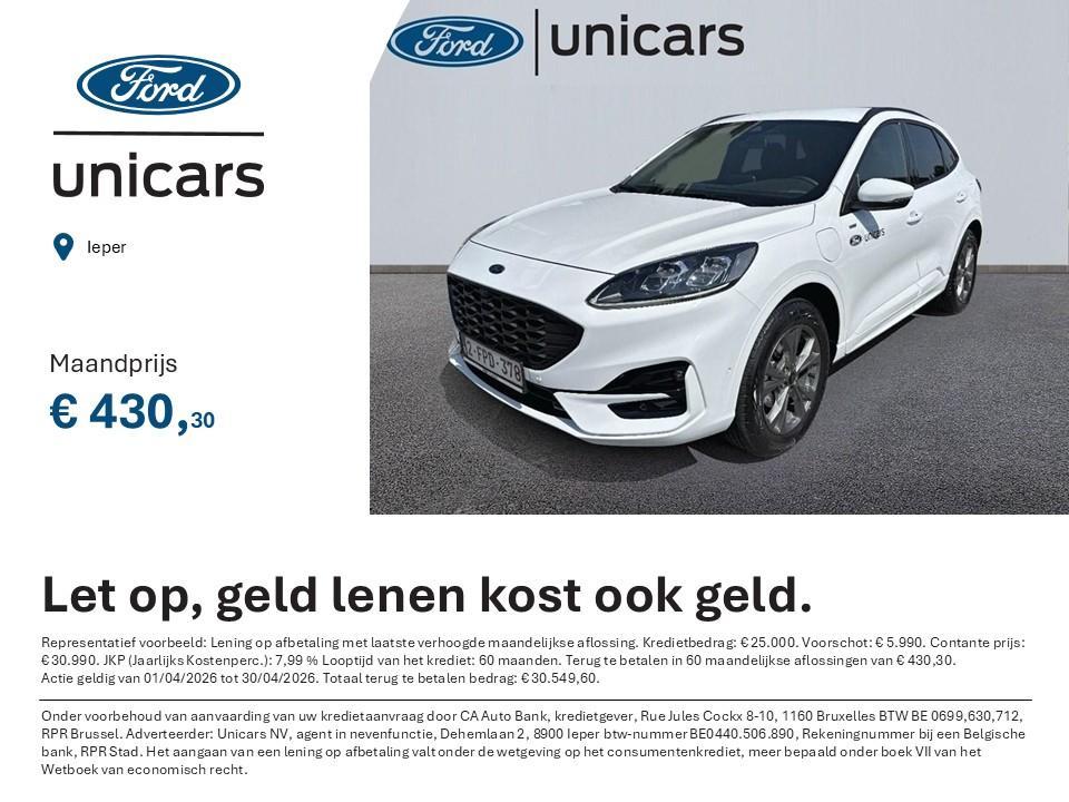 Ford Kuga ST-LINE X - 2.5 PHEV - 225PK - GARANTIE, 14 kWh, Gebruikt, Zwart, 4 cilinders
