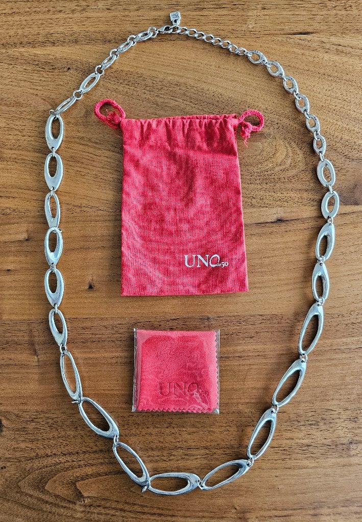 UNOde50 zilveren ketting - 90 cm, Verstelbaar, Nieuw, Ophalen of Verzenden, Zilver
