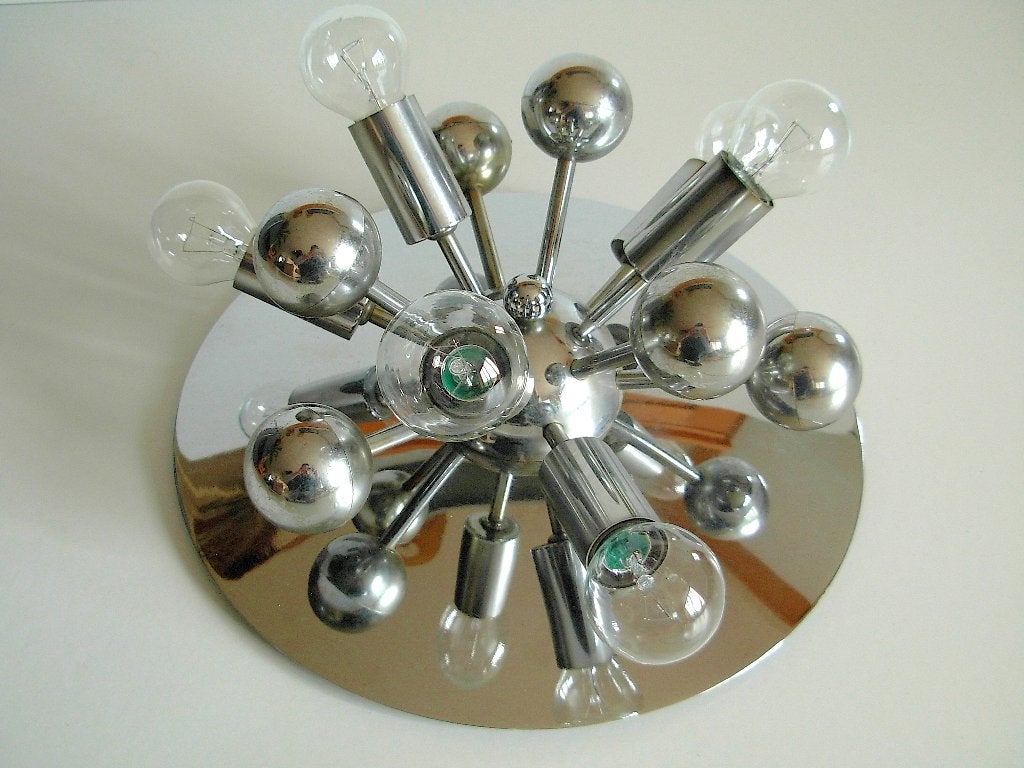 Vintage Sputnik wandlamp  /  plafonnière, Grijs, 16 cm, Ophalen of Verzenden, Metaal
