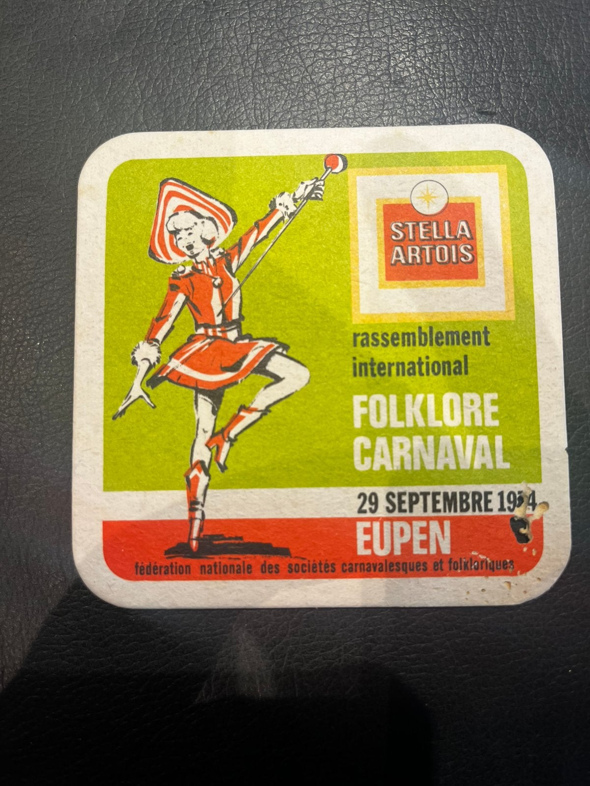 Bierkaartje Stella artois 29/9/1974, Collections, Enlèvement ou Envoi, Comme neuf, Stella Artois
