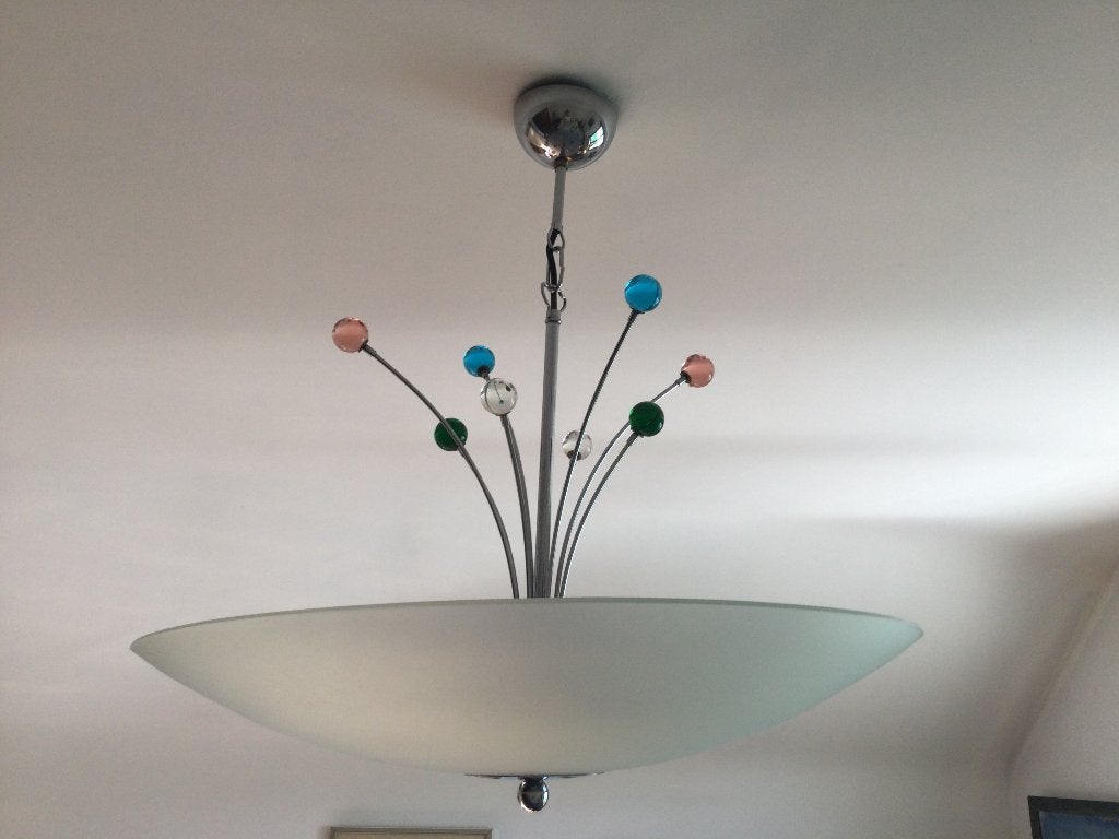 Sputnik Stijl plafondlamp - Retro design eyecatcher, Ophalen, Gebruikt, Glas, Design