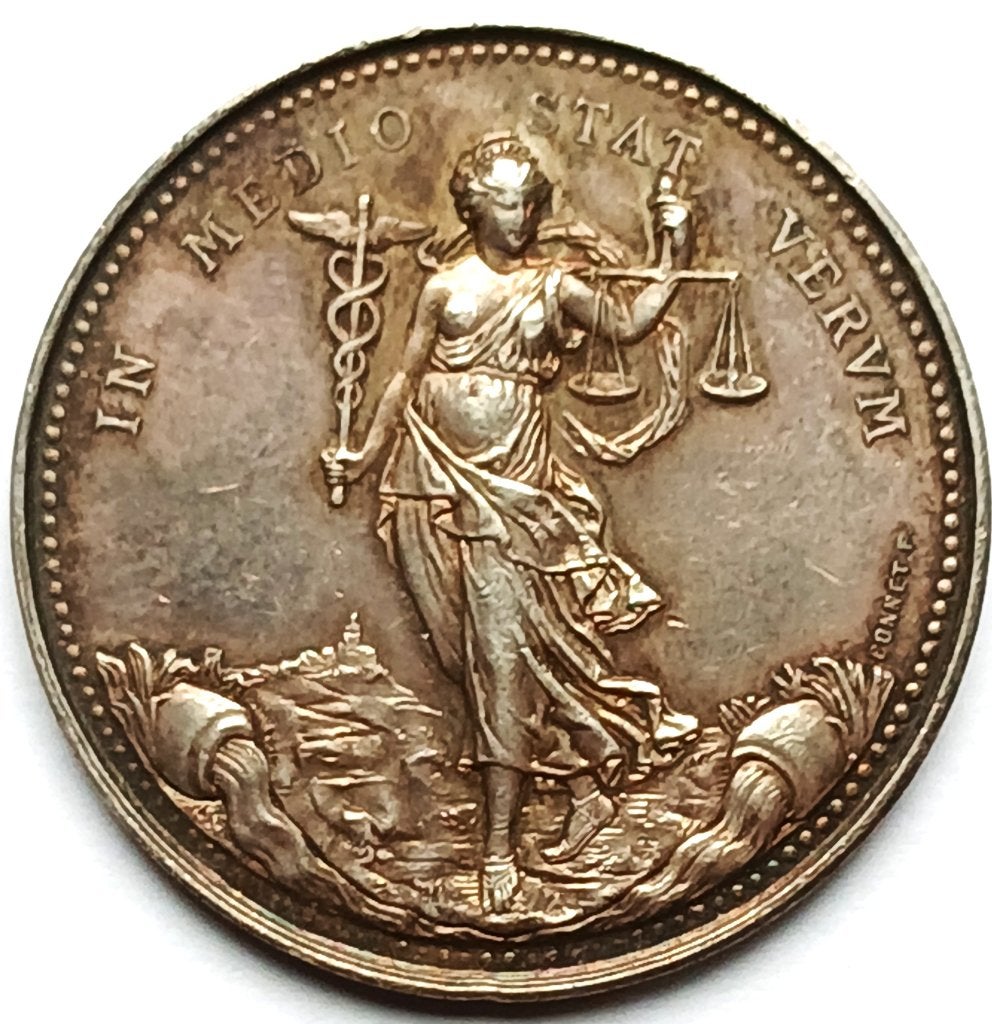 medaille zilver 1882 LYON IN MEDIO STAT VERVM zeldzaam R1., Ophalen of Verzenden, Zilver