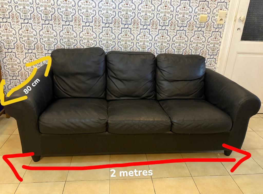 Canapé IKEA 3 places noir – Occasion, Maison & Meubles, Enlèvement, Comme neuf, Cuir